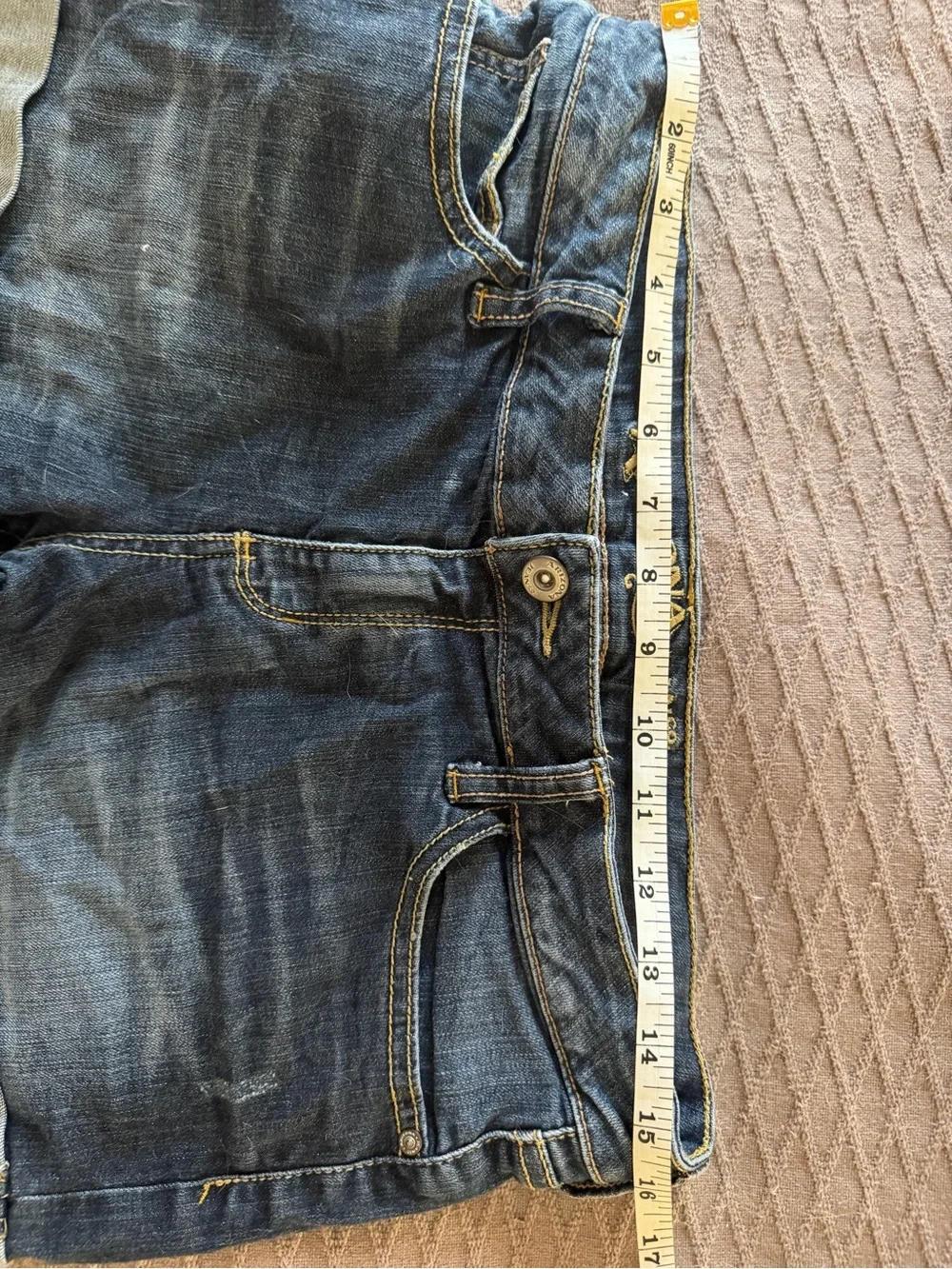 Women's Dark Blue Denim Cuffed Shorts